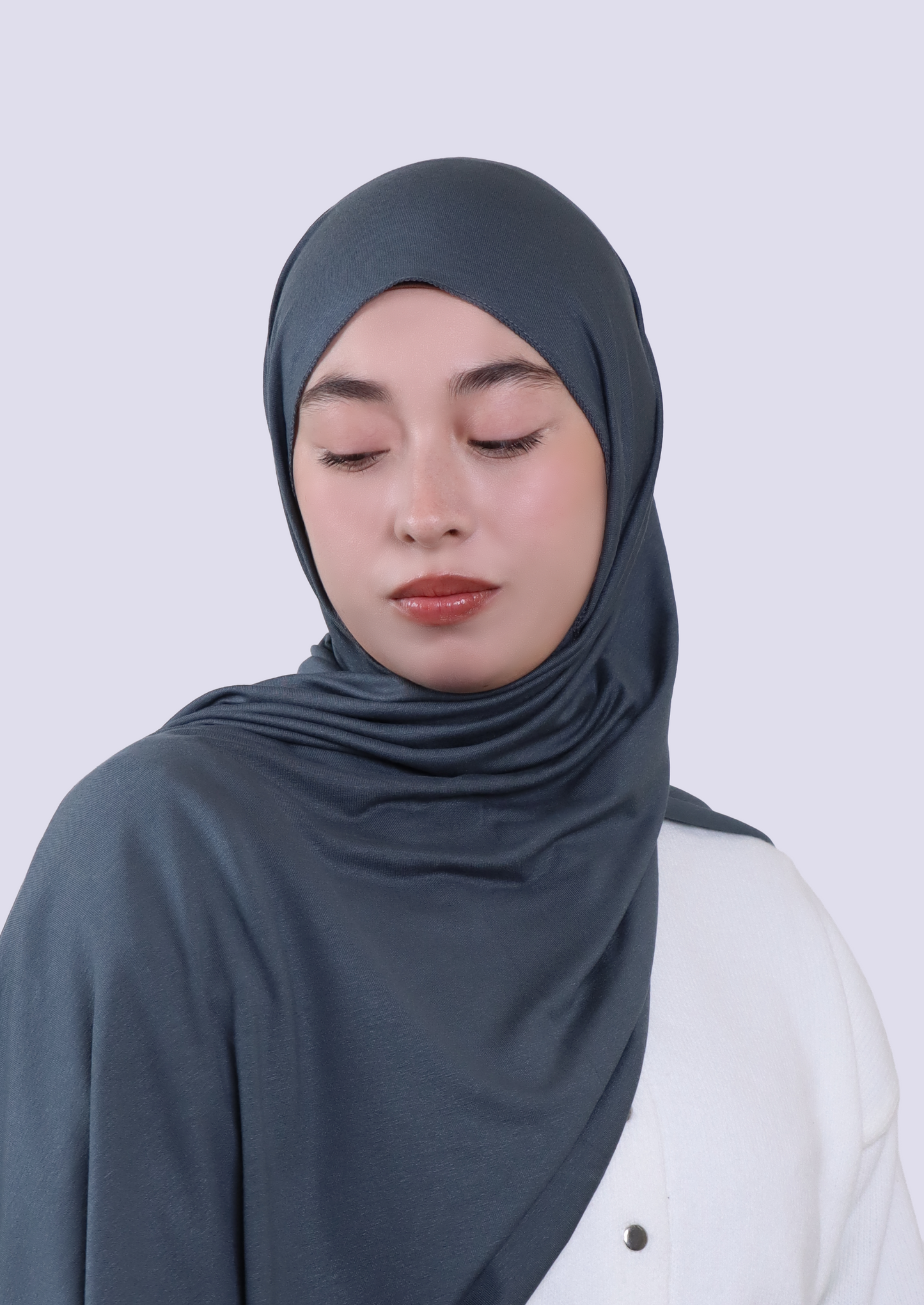 Luxury Jersey Hijab- Steel Blue