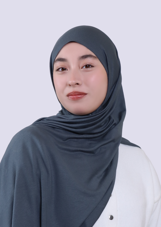 Luxury Jersey Hijab- Steel Blue
