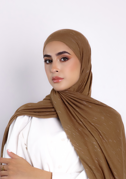 Stripe Jersey Hijab- Brown