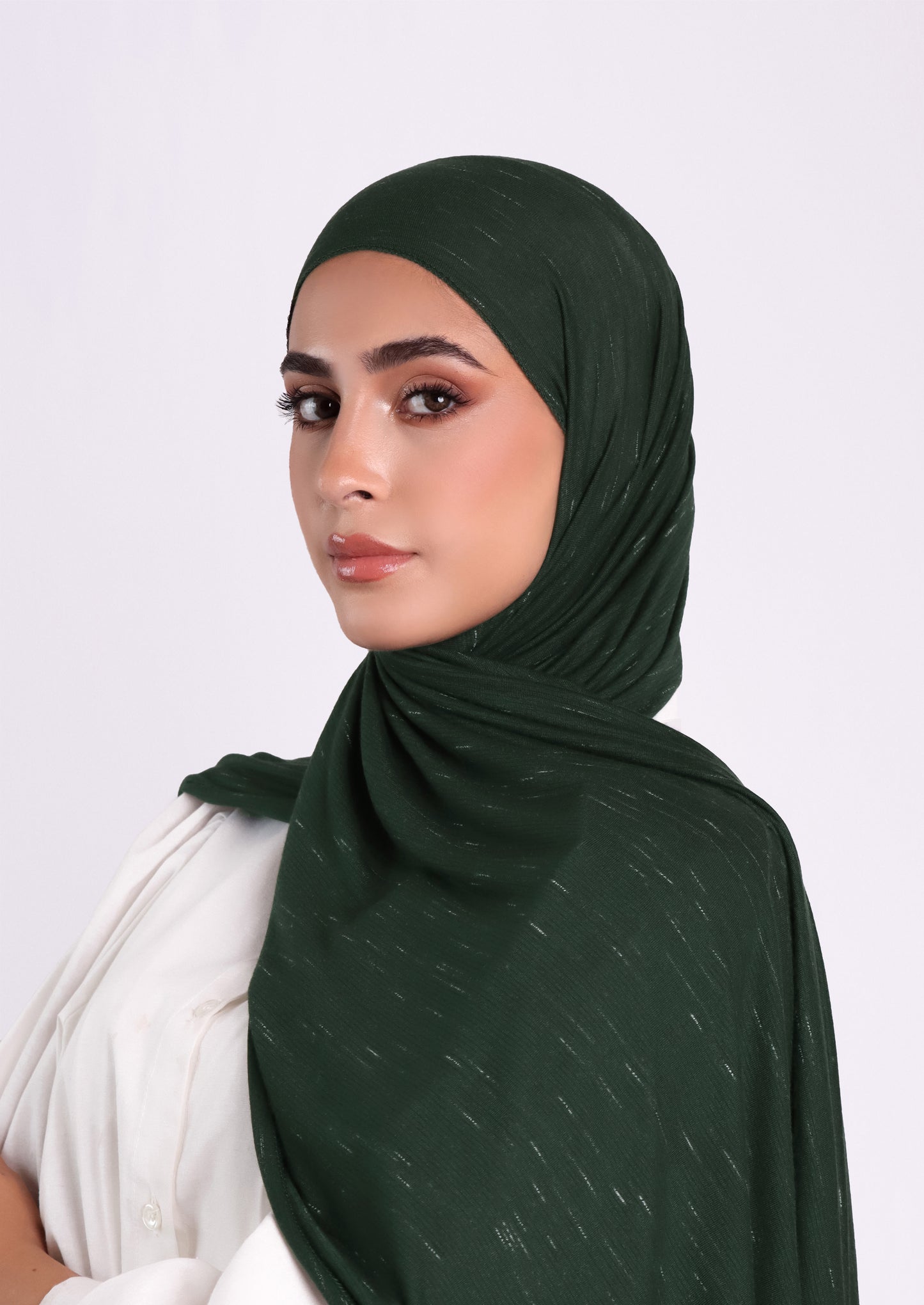 Stripe Jersey Hijab- Forest Green