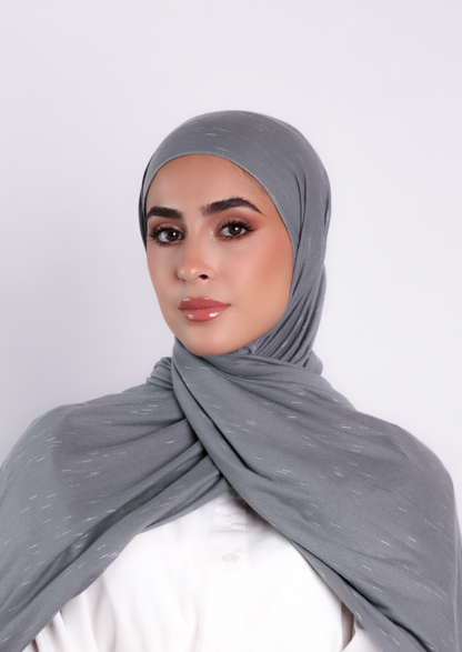 Stripe Jersey Hijab- Light Grey