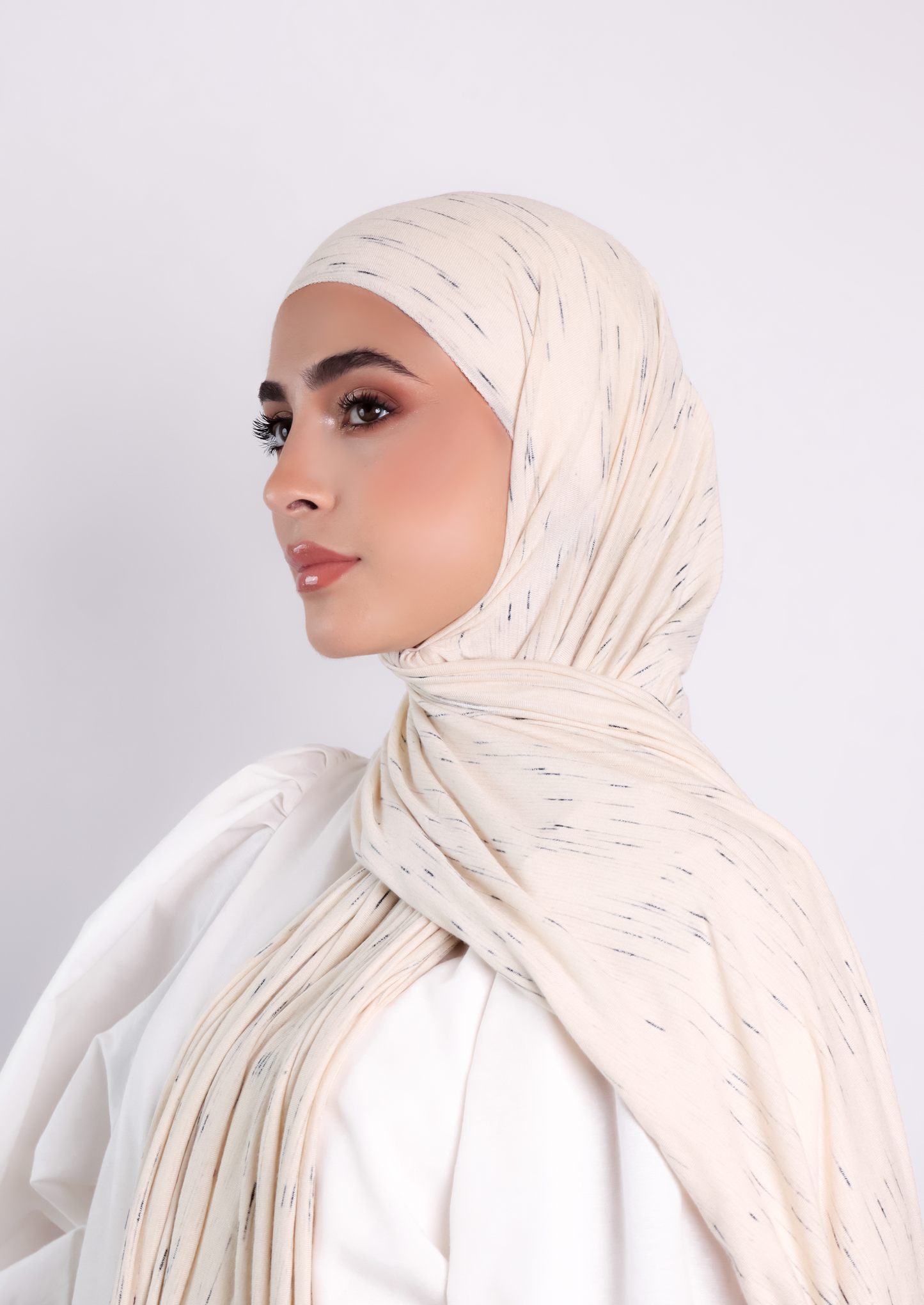 Stripe Jersey Hijab- OffWhite