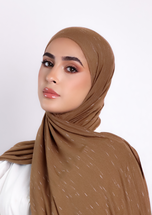 Stripe Jersey Hijab- Brown