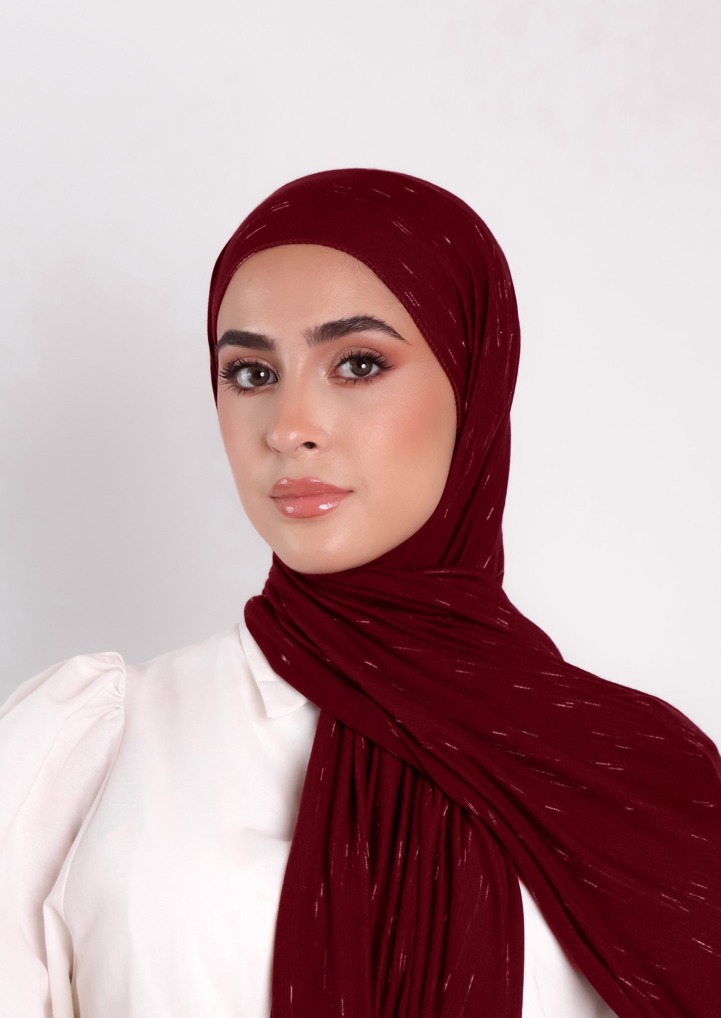 Stripe Jersey Hijab- Bordeaux