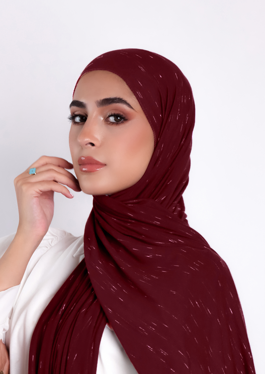 Stripe Jersey Hijab- Bordeaux