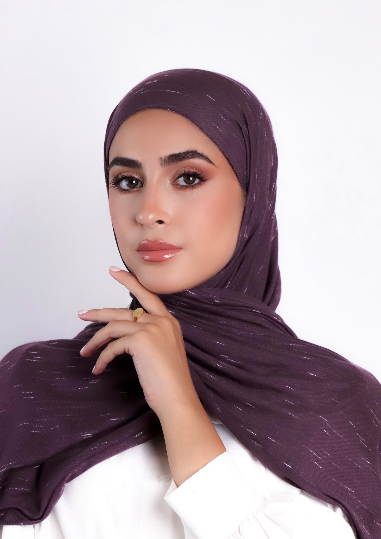 Stripe Jersey Hijab-Eggplant