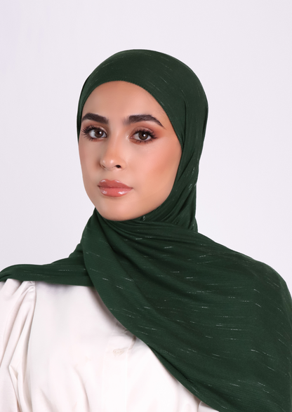 Stripe Jersey Hijab- Forest Green