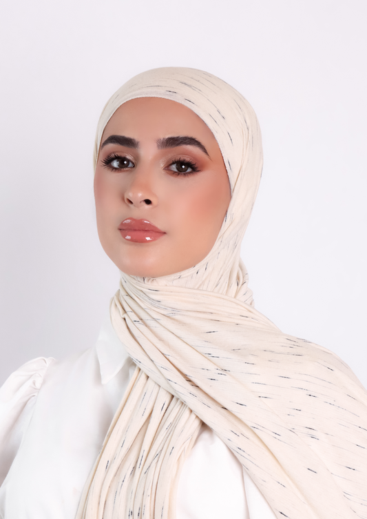 Stripe Jersey Hijab- OffWhite